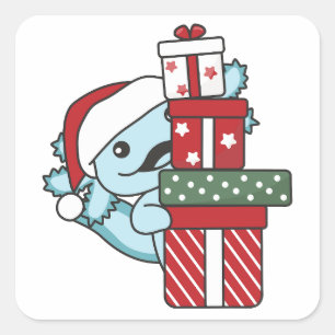 Axolotl Christmas Gift Winter Animals Axolotl Square Sticker