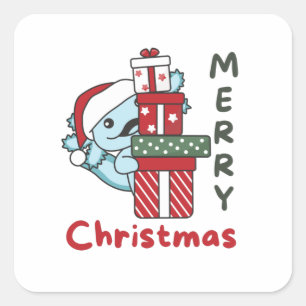 Axolotl Christmas Gift Winter Animals Axolotl Square Sticker