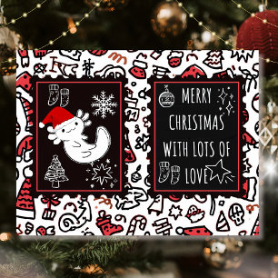 Axolotl christmas holiday postcard