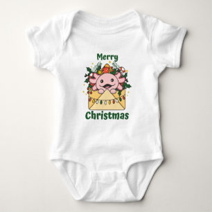 Axolotl Christmas Letter Winter Animals Axolotls Baby Bodysuit