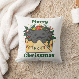 Axolotl Christmas Letter Winter Animals Axolotls Cushion