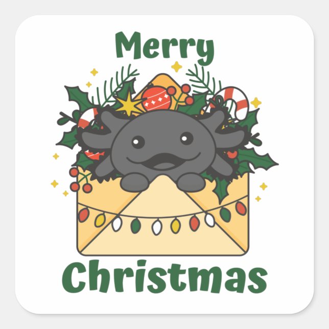 Axolotl Christmas Letter Winter Animals Axolotls Square Sticker (Front)