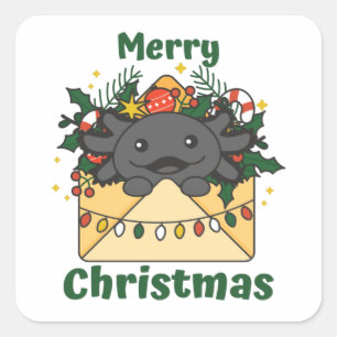 Axolotl Christmas Letter Winter Animals Axolotls Square Sticker