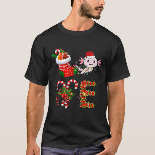 Axolotl Christmas Lights Led Funny Santa Hat Chris T-Shirt
