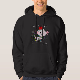 Axolotl Christmas Lights Led  Santa Hat Christmas Hoodie