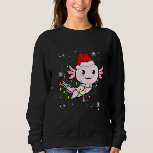 Axolotl Christmas Lights Led Santa Hat Christmas Sweatshirt