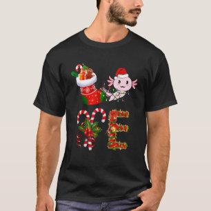 Axolotl Christmas Lights Led  Santa Hat Christmas T-Shirt