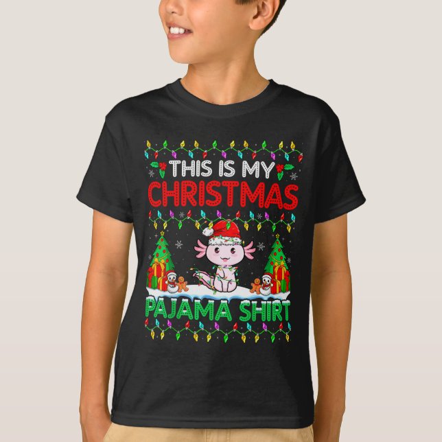 Axolotl Christmas Santa Hat Pajama Shirt Axolotl L (Front)