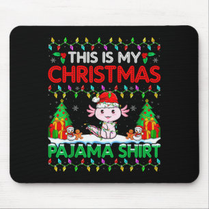 Axolotl Christmas Santa Hat Pajama Shirt Axolotl L Mouse Mat