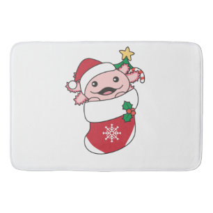 Axolotl Christmas Snow Winter Animals Axolotls Bath Mat