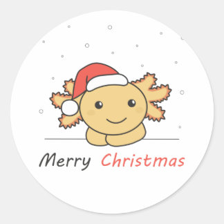Axolotl Christmas Snow Winter Animals Axolotls Classic Round Sticker