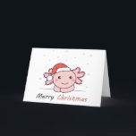 Axolotl Christmas Snow Winter Animals Axolotls Holiday Card<br><div class="desc">The axolotl at Christmas with a Santa hat. Funny animals with gifts and snow for the holidays. A sweet Christmas greeting. Axolotls are cute animals and perfect for Christmas.</div>