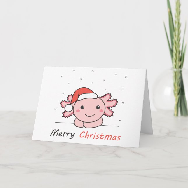 Axolotl Christmas Snow Winter Animals Axolotls Holiday Card (Front)