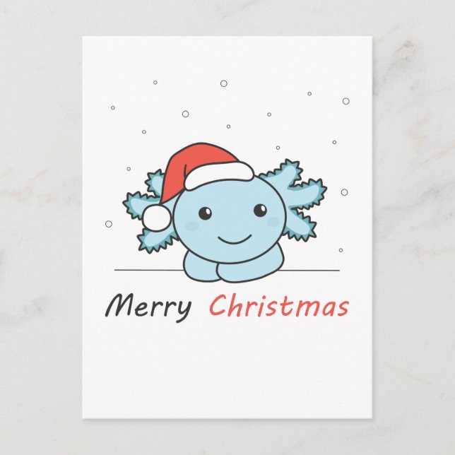 Axolotl Christmas Snow Winter Animals Axolotls Holiday Postcard (Front)
