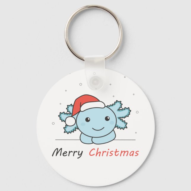 Axolotl Christmas Snow Winter Animals Axolotls Key Ring (Front)