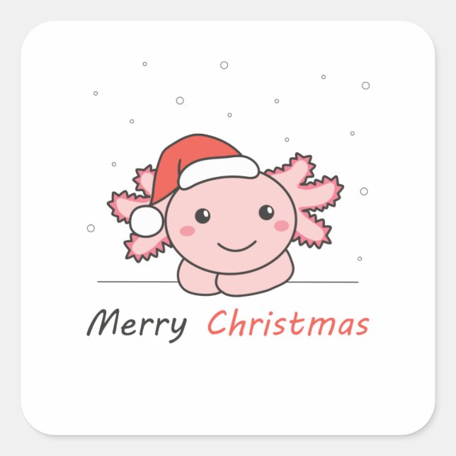 Axolotl Christmas Snow Winter Animals Axolotls Square Sticker (Front)