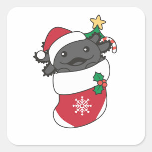 Axolotl Christmas Snow Winter Animals Axolotls Square Sticker