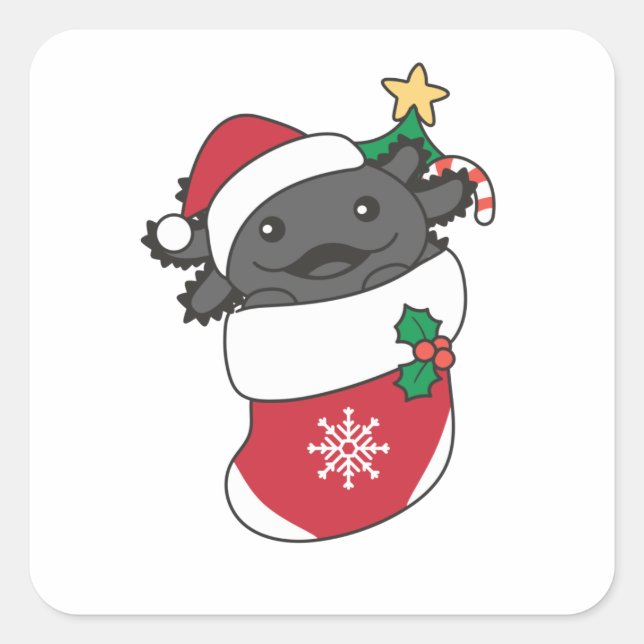 Axolotl Christmas Snow Winter Animals Axolotls Square Sticker (Front)