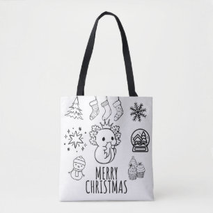Axolotl christmas tote bag
