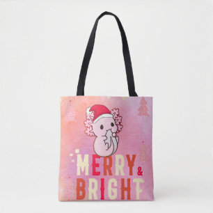 Axolotl christmas tote bag