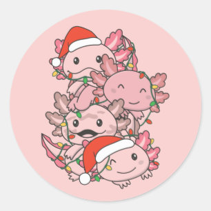 Axolotl Christmas Tree Christmas Animals Axolotls  Classic Round Sticker