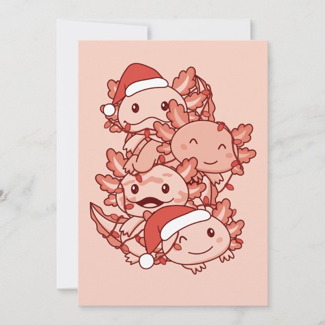 Axolotl Christmas Tree Christmas Animals Axolotls Holiday Card (Front)