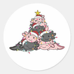 Axolotl Christmas Tree Funny Animal Christmas Clas Classic Round Sticker