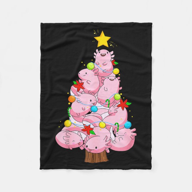 Axolotl Christmas Tree Ornament Fish Axolotl Anima Fleece Blanket (Front)