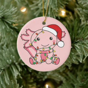 Axolotl Christmas Winter Animals Axolotls Ceramic  Ceramic Tree Decoration