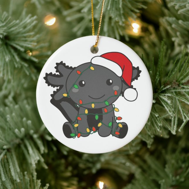 Axolotl Christmas Winter Animals Axolotls Ceramic  Tree Decoration (Tree)