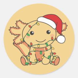 Axolotl Christmas Winter Animals Axolotls Classic  Classic Round Sticker
