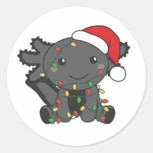 Axolotl Christmas Winter Animals Axolotls Classic Round Sticker