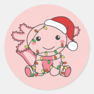 Axolotl Christmas Winter Animals Axolotls Classic Round Sticker