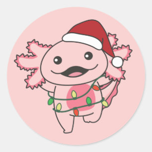Axolotl Christmas Winter Animals Axolotls Classic Round Sticker
