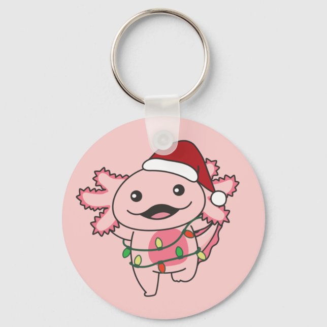 Axolotl Christmas Winter Animals Axolotls Keychain (Front)