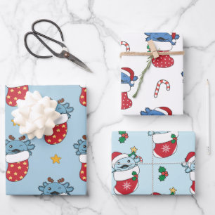 Axolotl Christmas Winter Animals Holiday Axolotls Wrapping Paper Sheet