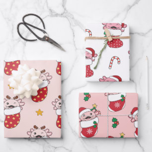Axolotl Christmas Winter Animals Holiday Axolotls Wrapping Paper Sheet