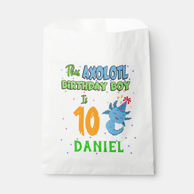 Axolotl Custom Birthday Boy Matching  Favour Bags (Front)