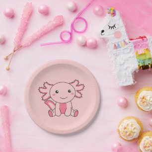 Axolotl Cute Animals Kawaii Anime Funny Axolotl Paper Plate
