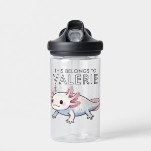 Axolotl Cute Kid Personalised This Belongs To Girl Water Bottle