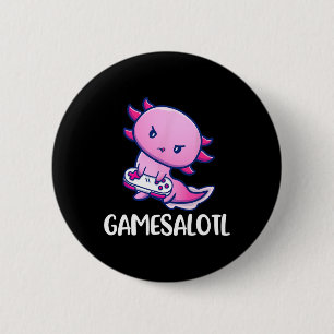 Axolotl Cute Playing Video Game  6 Cm Round Badge