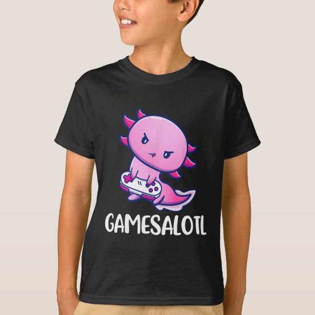 Axolotl Cute Playing Video Game  T-Shirt (Front)