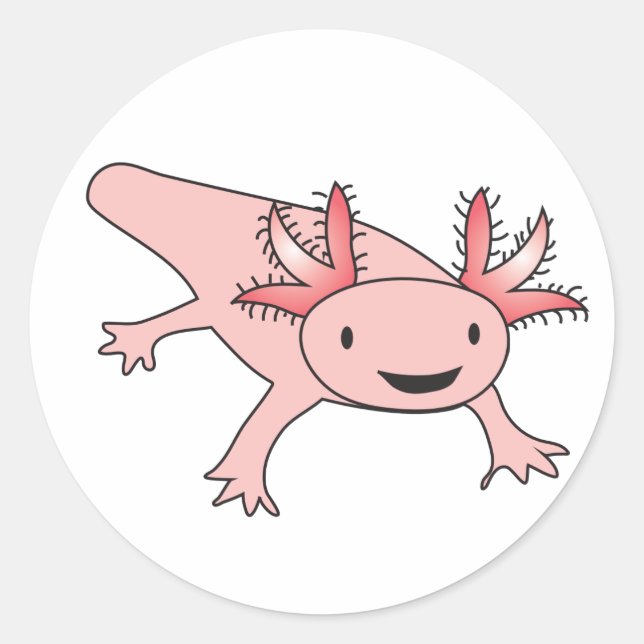 Axolotl Cute Salamander Classic Round Sticker (Front)