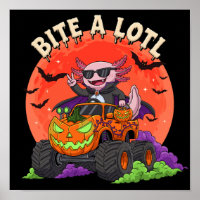 Axolotl Dracula Halloween Pumpkin Monster Truck