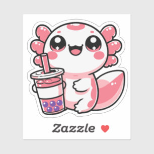 Axolotl Drinking Bubble Tea Vinyl Stickers