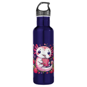 Axolotl Drinking Japanese Strawberry Milk  710 Ml Water Bottle