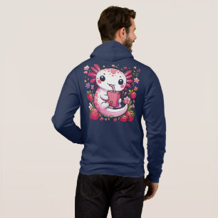 Axolotl Drinking Japanese Strawberry Milk Hoodie