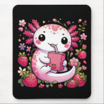 Axolotl Drinking Japanese Strawberry Milk Mouse Mat<br><div class="desc">Enjoy the cuteness overload with this adorable design of an axolotl drinking Japanese strawberry milk! Perfect for fans of kawaii culture and unique creatures, this fun design adds a sweet and quirky touch to your wardrobe. Spread the cuteness everywhere!</div>
