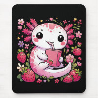 Axolotl Drinking Japanese Strawberry Milk