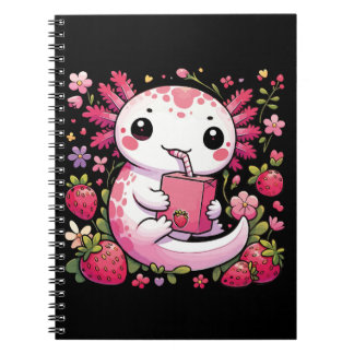 Axolotl Drinking Japanese Strawberry Milk  Notebook
